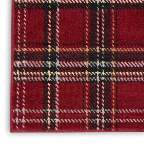 8' X 10' Red and Black Plaid Power Loom Area Rug