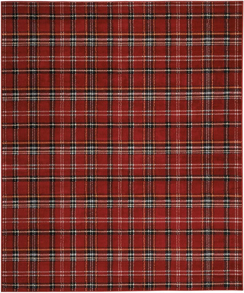 8' X 10' Red and Black Plaid Power Loom Area Rug