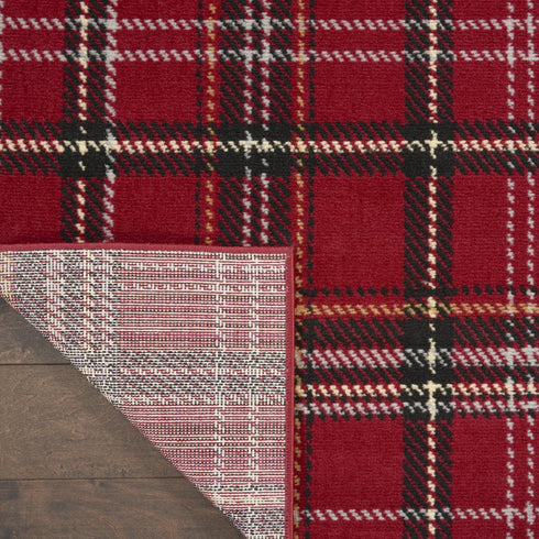 8' X 10' Red and Black Plaid Power Loom Area Rug