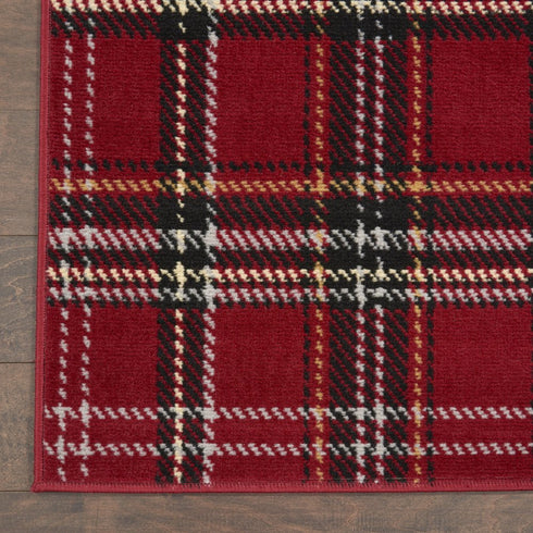 8' X 10' Red and Black Plaid Power Loom Area Rug