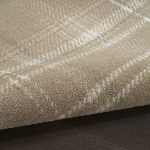 8' X 10' Brown and Ivory Plaid Non Skid Area Rug