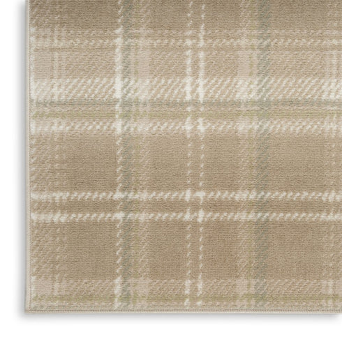 8' X 10' Brown and Ivory Plaid Non Skid Area Rug