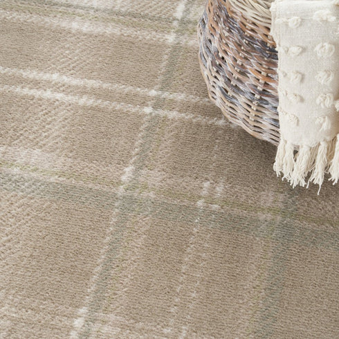 8' X 10' Brown and Ivory Plaid Non Skid Area Rug