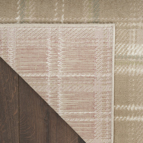 8' X 10' Brown and Ivory Plaid Non Skid Area Rug