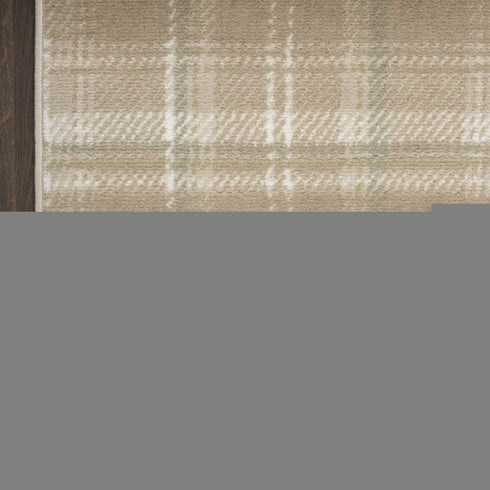 8' X 10' Brown and Ivory Plaid Non Skid Area Rug