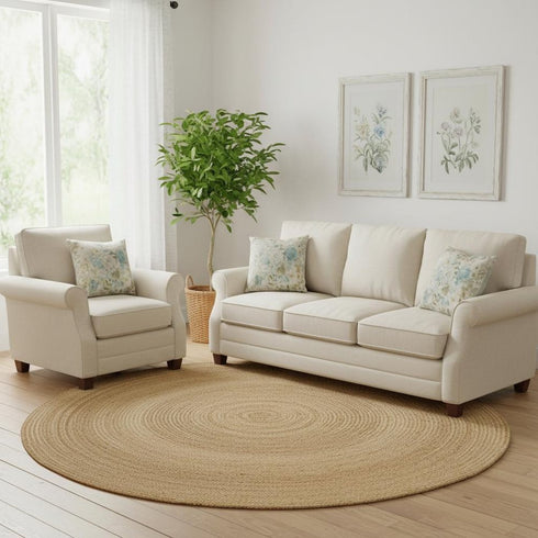 8' Natural Jute Flatweave Handmade Round Rug