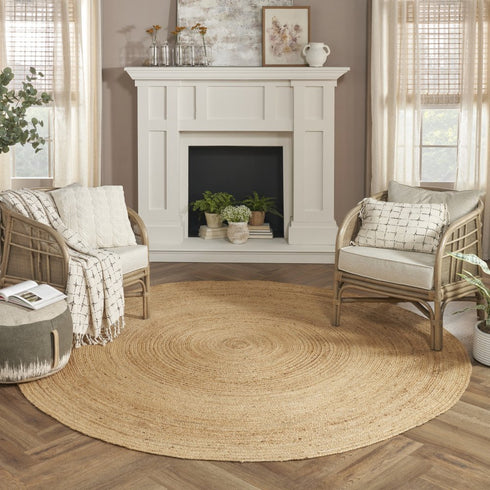 8' Natural Jute Flatweave Handmade Round Rug