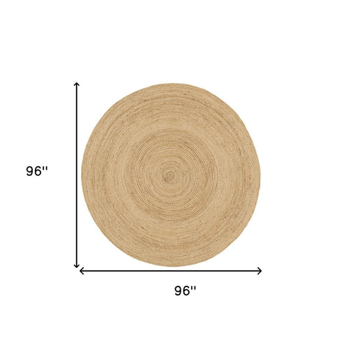 8' Natural Jute Flatweave Handmade Round Rug
