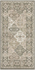 8' Green And Ivory Medallion Distressed Runner Rug