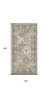 8' Green And Ivory Medallion Distressed Runner Rug