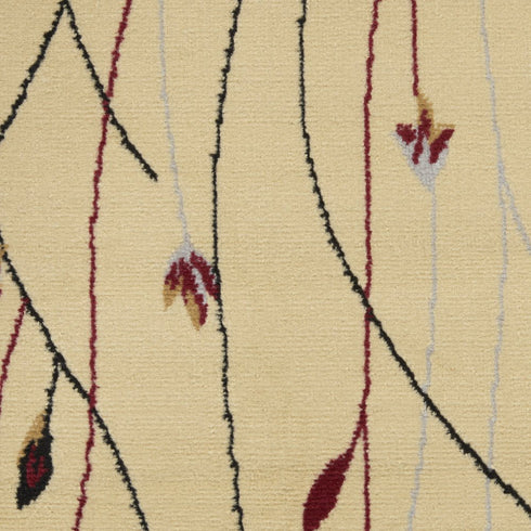 5' X 7' Red and Ivory Floral Power Loom Area Rug