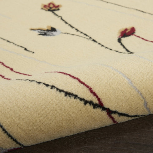 5' X 7' Red and Ivory Floral Power Loom Area Rug