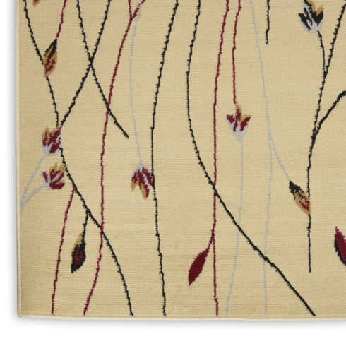 5' X 7' Red and Ivory Floral Power Loom Area Rug