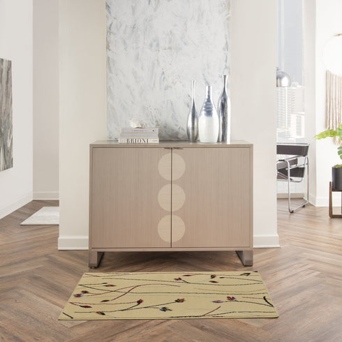 5' X 7' Red and Ivory Floral Power Loom Area Rug