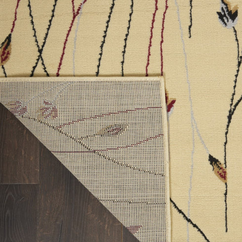 5' X 7' Red and Ivory Floral Power Loom Area Rug