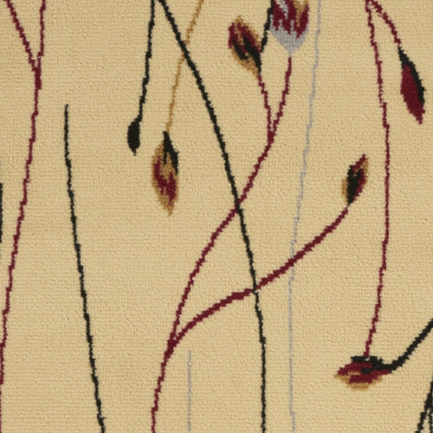 5' X 7' Red and Ivory Floral Power Loom Area Rug