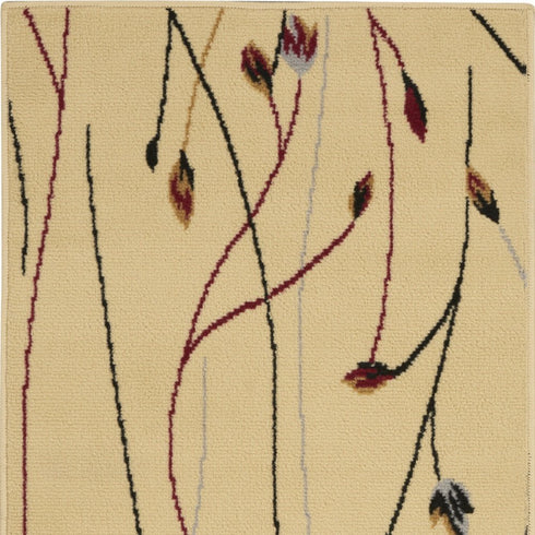 5' X 7' Red and Ivory Floral Power Loom Area Rug