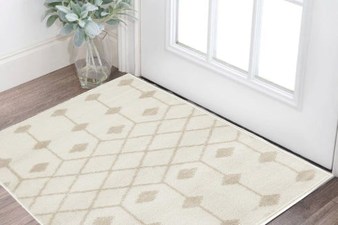 8' Beige And Ivory Moroccan Runner Rug