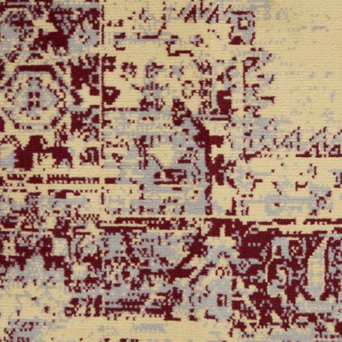 2' X 4' Cream Gray And Red Medallion Distressed Area Rug