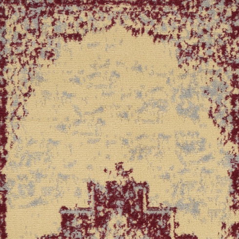 2' X 4' Cream Gray And Red Medallion Distressed Area Rug
