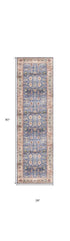8' Beige Blue and Red Oriental Distressed Non Skid Runner Rug