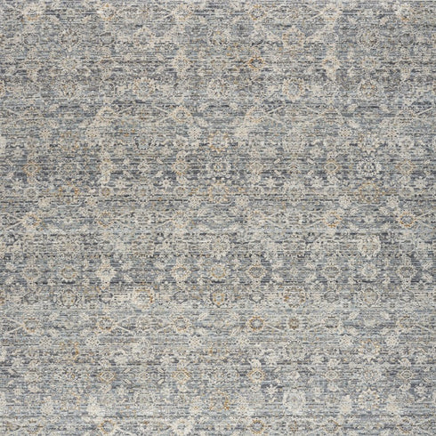 5' X 8' Charcoal Brown And Ivory Floral Distressed Area Rug With Fringe
