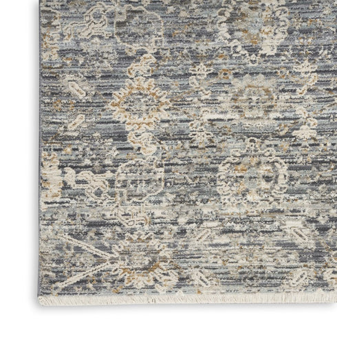 5' X 8' Charcoal Brown And Ivory Floral Distressed Area Rug With Fringe