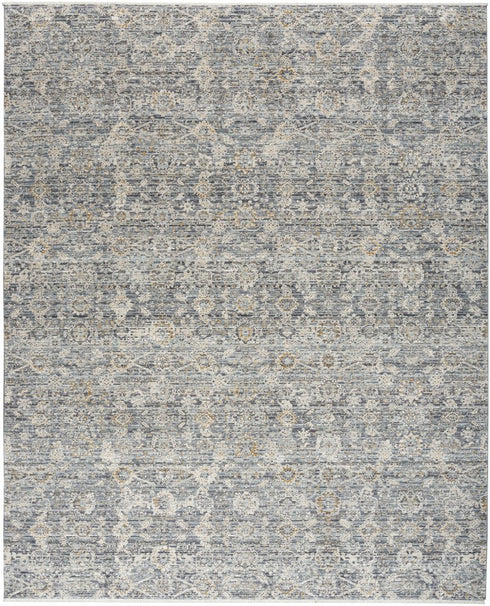 5' X 8' Charcoal Brown And Ivory Floral Distressed Area Rug With Fringe