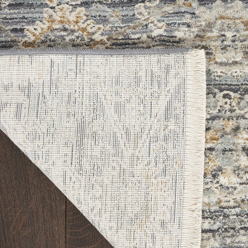 5' X 8' Charcoal Brown And Ivory Floral Distressed Area Rug With Fringe