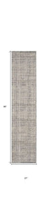8' Ivory And Blue Geometric Distressed Runner Rug With Fringe