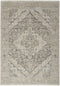 5' X 8' Ivory Black And Taupe Medallion Distressed Area Rug With Fringe