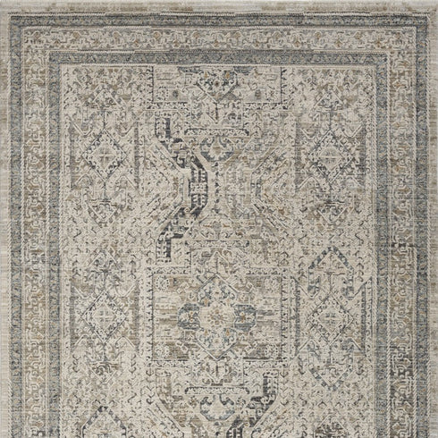 5' X 8' Ivory And Gray Medallion Distressed Area Rug With Fringe