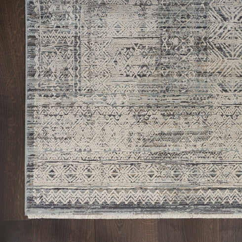 8' X 10' Blue And Ivory Geometric Area Rug