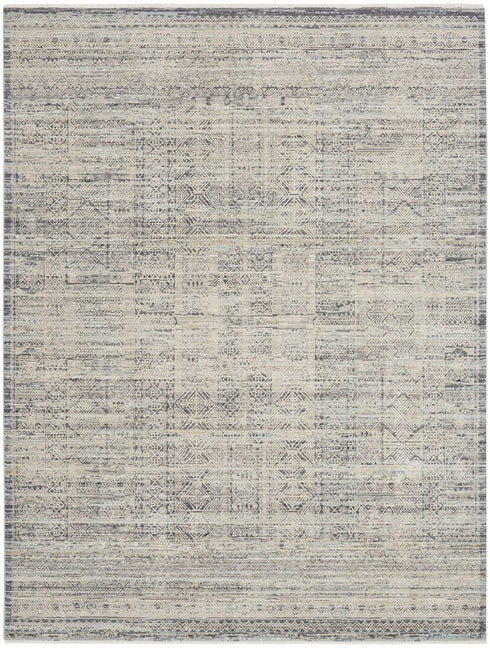 8' X 10' Blue And Ivory Geometric Area Rug