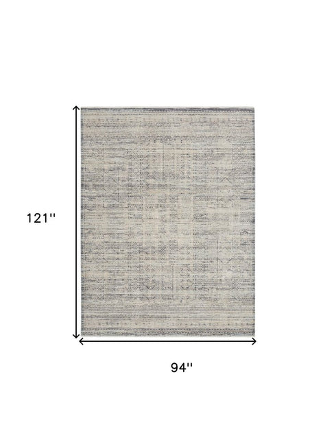 8' X 10' Blue And Ivory Geometric Area Rug