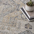8' X 10' Ivory And Charcoal Medallion Distressed Area Rug With Fringe