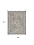 8' X 10' Ivory And Charcoal Medallion Distressed Area Rug With Fringe