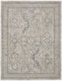 8' X 10' Ivory And Gray Oriental Distressed Area Rug With Fringe