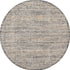 8' Ivory And Slate Gray Oriental Distressed Round Rug With Fringe