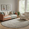 8' Ivory And Slate Gray Oriental Distressed Round Rug With Fringe