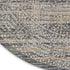 8' Ivory And Slate Gray Oriental Distressed Round Rug With Fringe