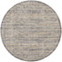 8' Ivory And Slate Gray Oriental Distressed Round Rug With Fringe
