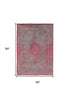 9' X 13' Gray and Pink Medallion Non Skid Area Rug