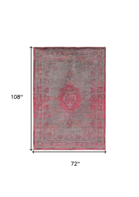 9' X 13' Gray and Pink Medallion Non Skid Area Rug