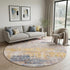 8' White Round Abstract Non Skid Area Rug
