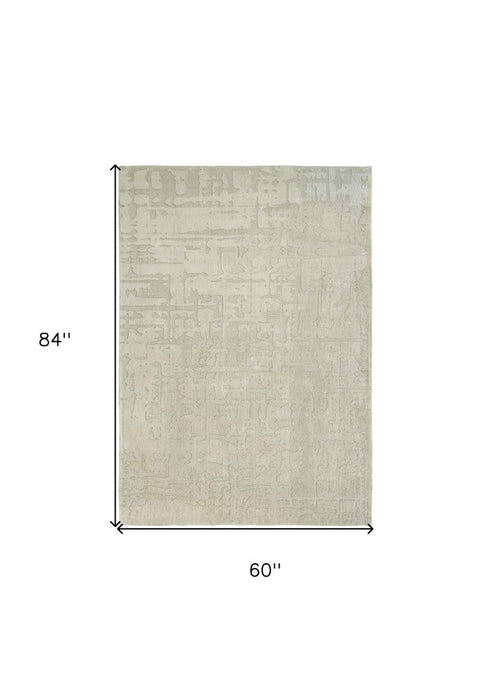 6' X 8' Gray And Beige Abstract Washable Area Rug