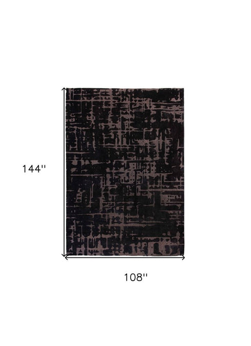 9' X 13' Black And Gray Abstract Washable Area Rug