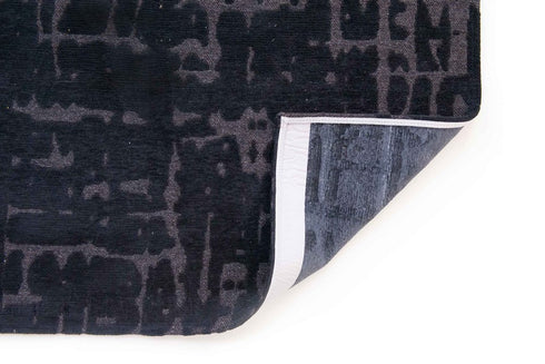 9' X 13' Black And Gray Abstract Washable Area Rug