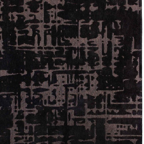 9' X 13' Black And Gray Abstract Washable Area Rug
