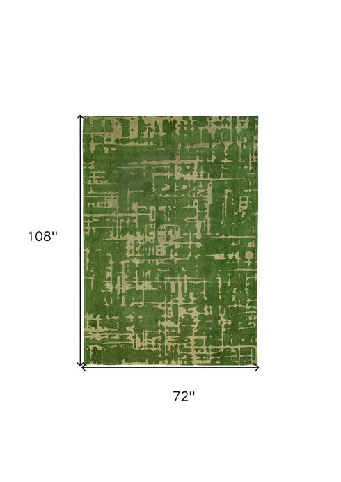 8' X 11' Green Abstract Non Skid Area Rug